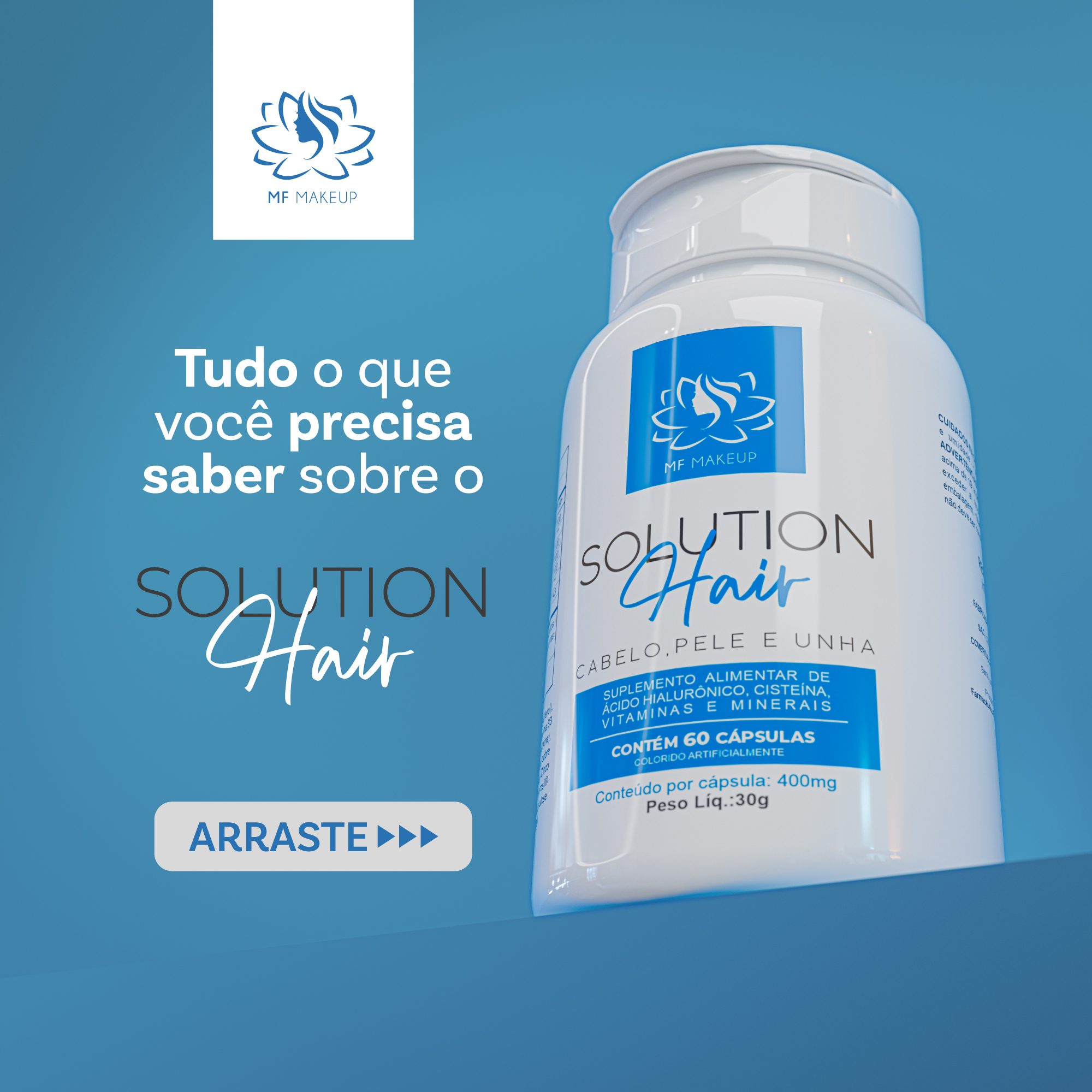 Salution Hair: Novo Suplemento Alimentar MF Makeup. Projetado para atender às crescentes demandas por soluções eficazes para a saúde capilar